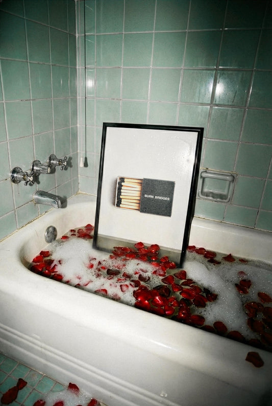 Burn Bridges Matchbox | Minimalist Wall Art Print | A5 A4 A3 Unframed Poster