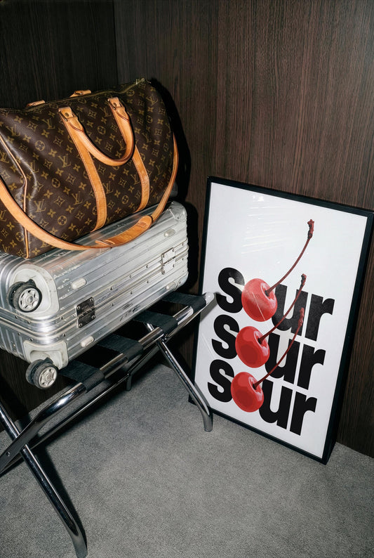 Sour Cherry Typography Art Print | Minimalist Wall Art Print | A5 A4 A3 Unframed Poster