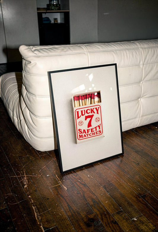 Lucky 7 Matchbox Print  | Minimalist Wall Art Print | A5 A4 A3 Unframed Poster
